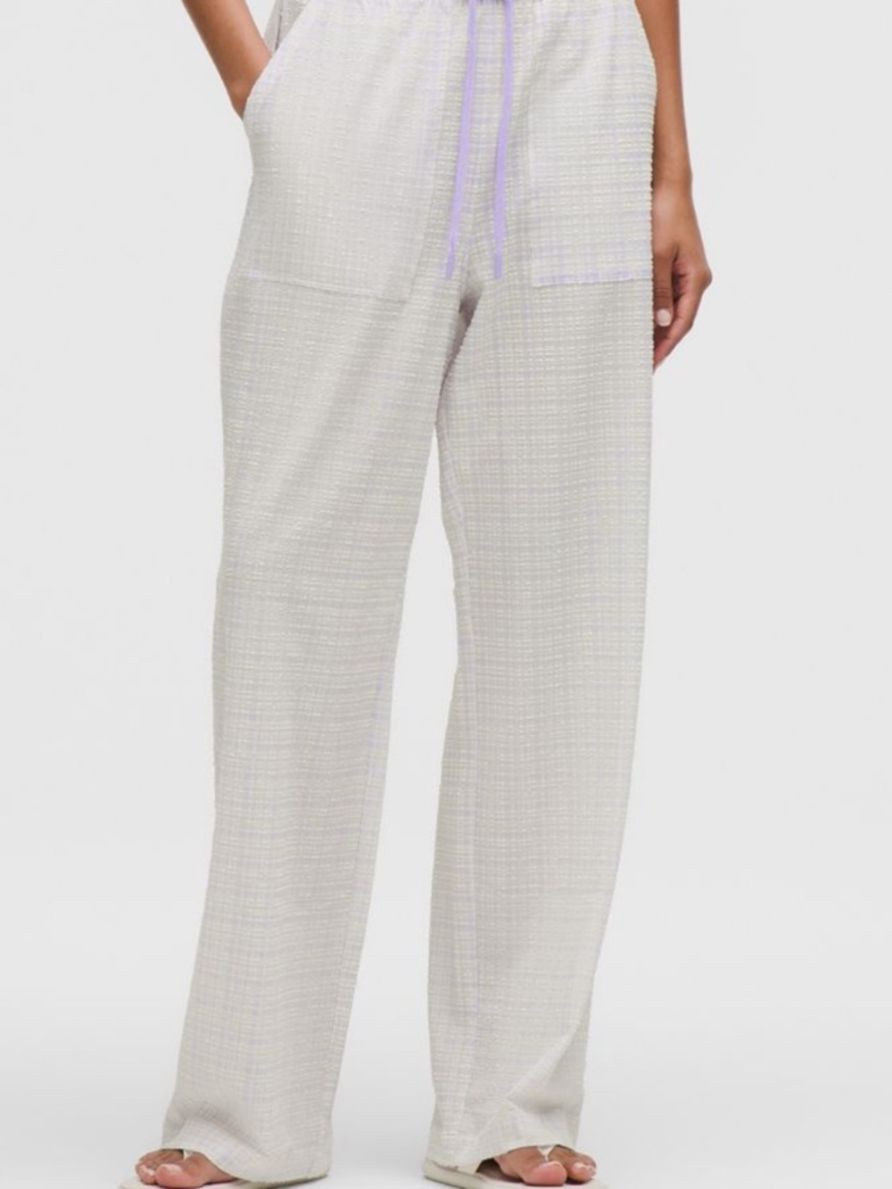 lululemon athletica Seersucker Check mid rise pull on pants - Lavender Stripe
